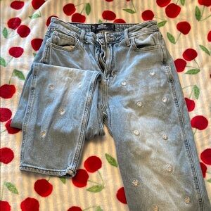 Hollister Embroidered Light Blue Jeans